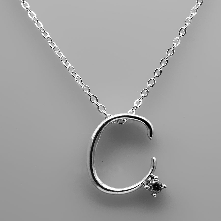 Dây Chuyền Nữ Chữ C Đính Đá Bạc Hiểu Minh CC001.C