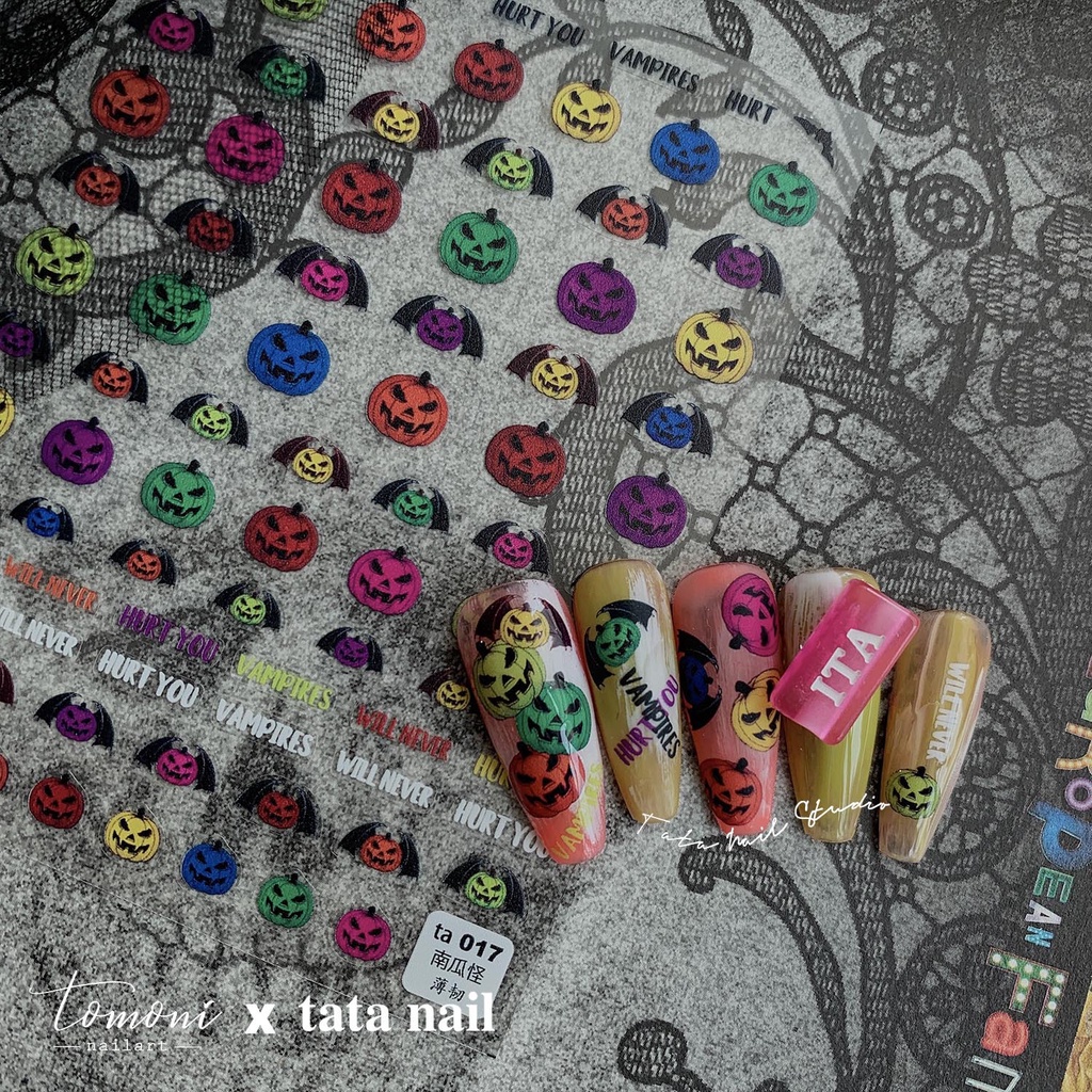 Miếng Dán Trang Trí Móng Tay Họa Tiết Halloween Nhiều Màu Sắc