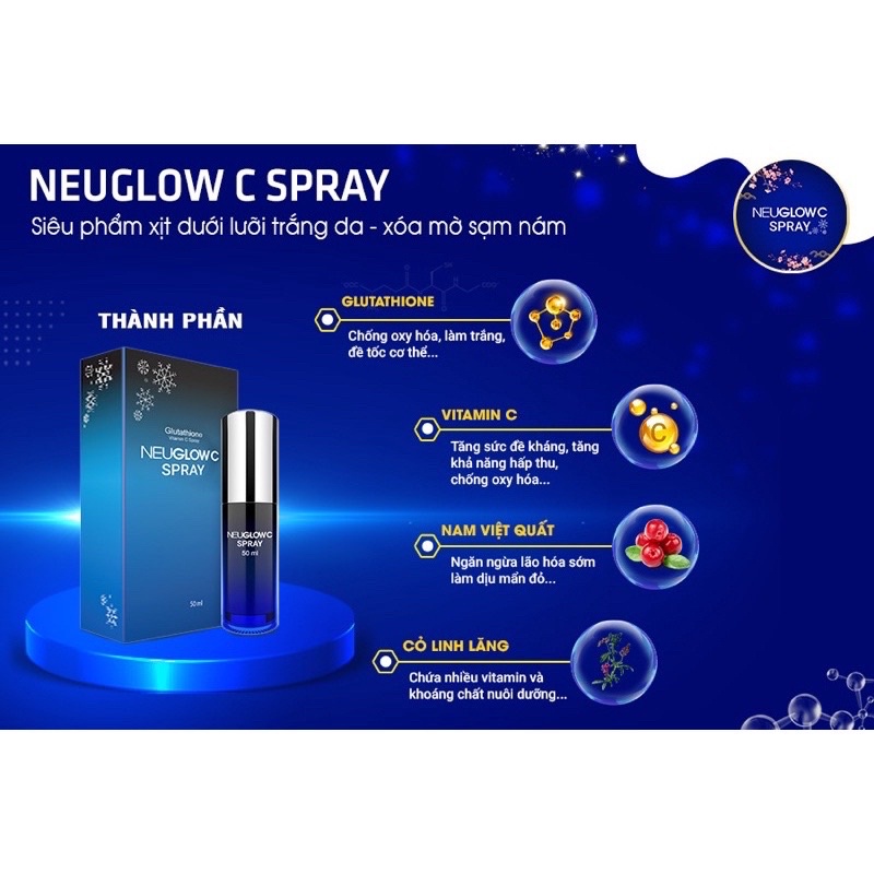 Xịt trắng da Neuglow C spray - Dạng xịt dưới lưỡi [cam kết chính hãng]