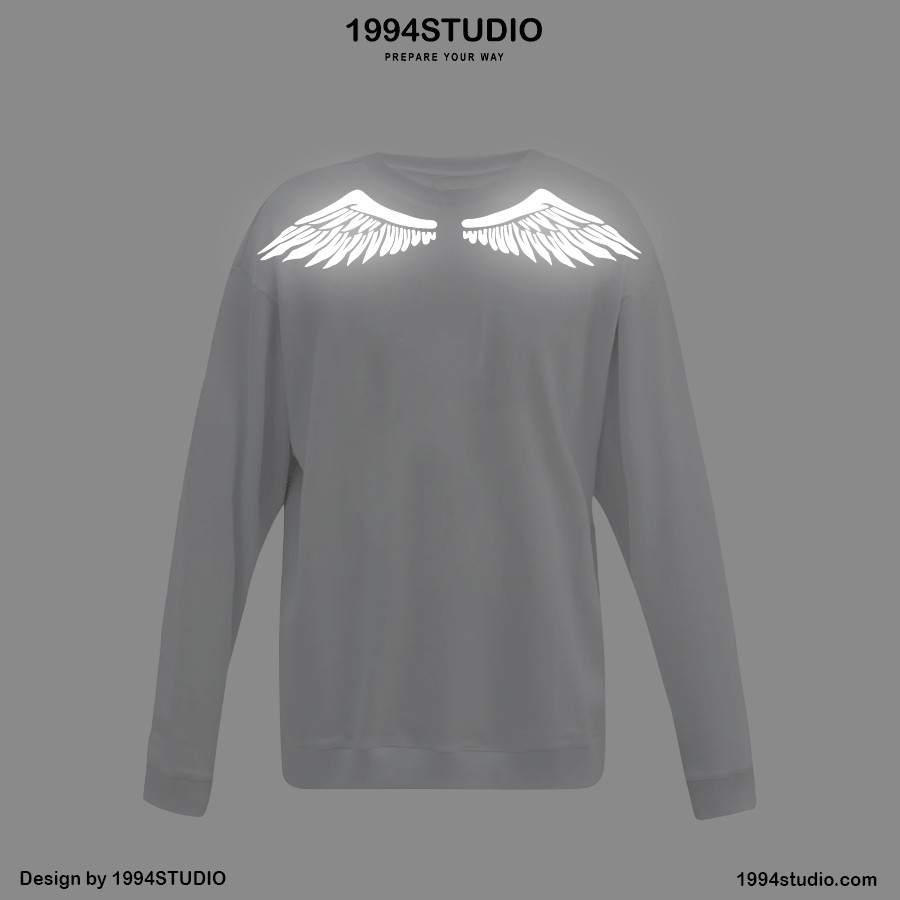[Mã 1994UP20K Giảm 20% Đơn Từ 400K] Áo Sweater Wings Phản Quang Trắng Unisex  - 1994 Studio