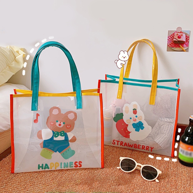 Túi Xách Jelly Màu Trong Suốt Sức Chứa Lớn Thời Trang Đi Biển Cho Nữ