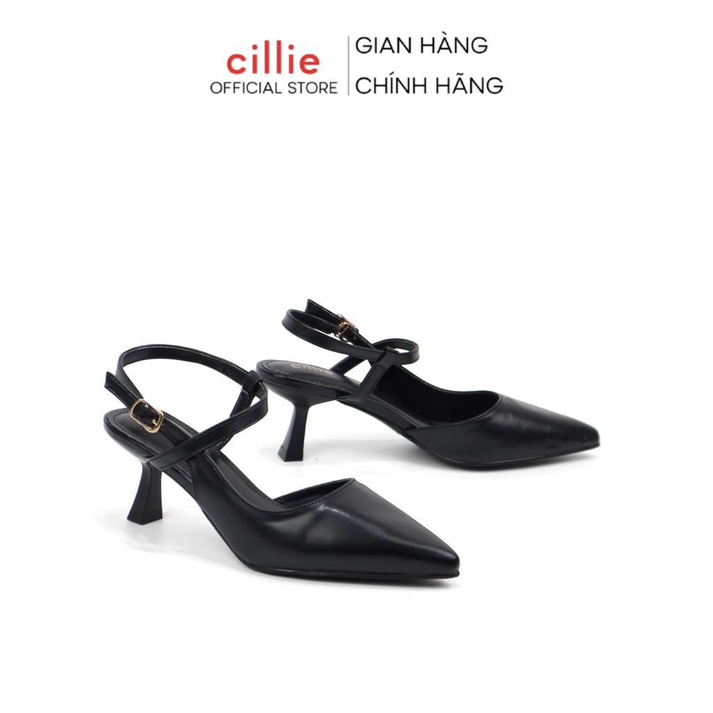 Giày sandal cao gót slingback nữ thời trang mũi nhọn thanh lịch gót ngon cao 7cm đi làm Cillie 1049