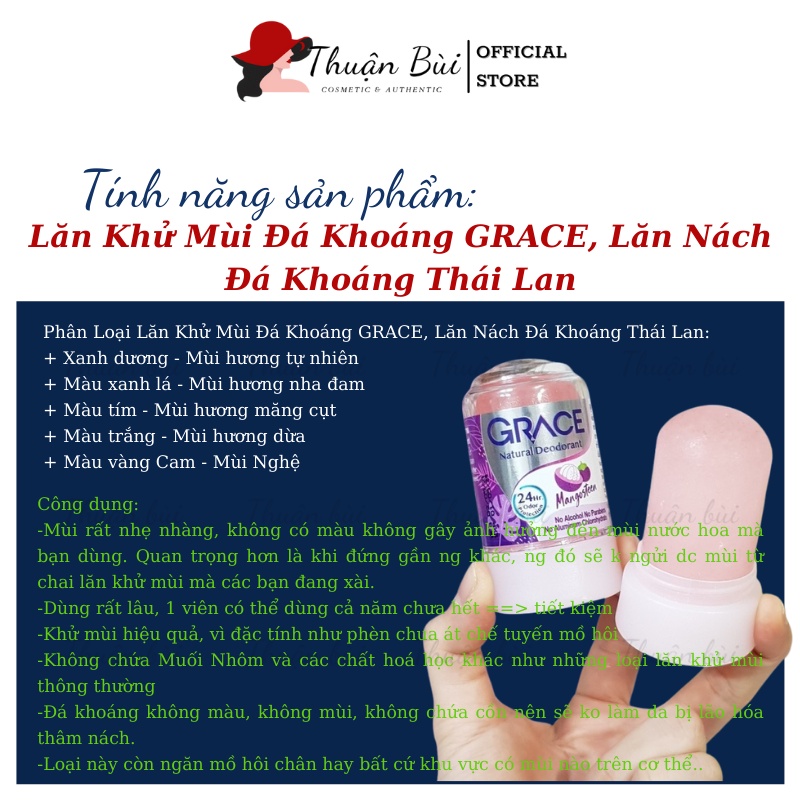 Lăn Khử Mùi Đá Khoáng GRACE, Lăn Nách Đá Khoáng Thái Lan Chai 70g