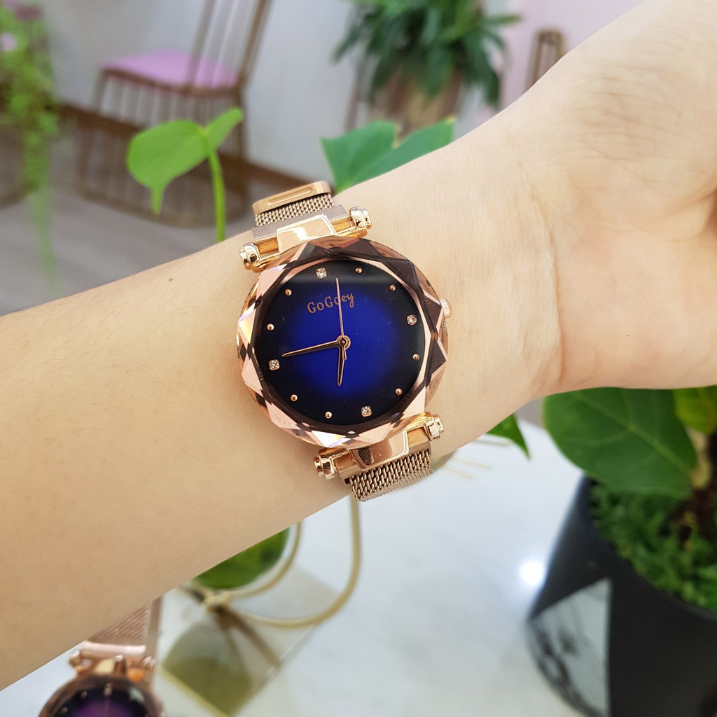 Đồng hồ nữ Gogoey dây nam châm vàng hồng số ngọc chống nước 3atm chính hãng Tony Watch 68