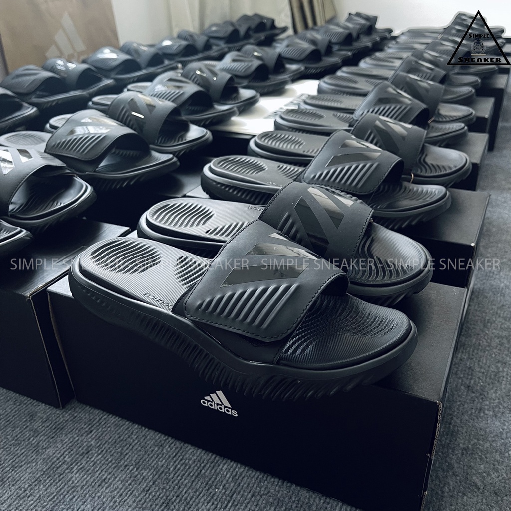 Dép Adidas Alphabounce Auth 🔴Hàng Chính Hãng🔴 Dép Quai Ngang Adidas Nam Alphabounce Full Đen  Simple Sneaker