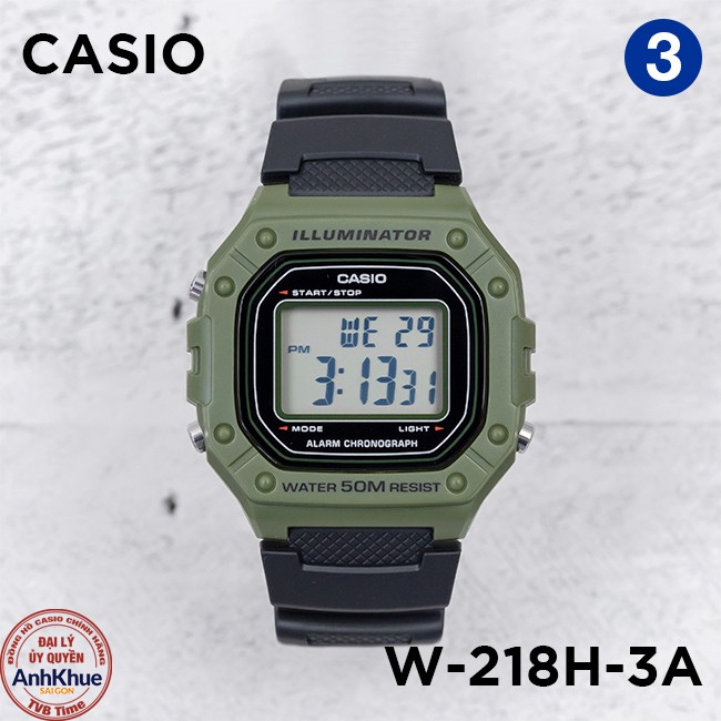 Đồng hồ nam dây nhựa Casio Standard chính hãng Anh Khuê W-218 Series