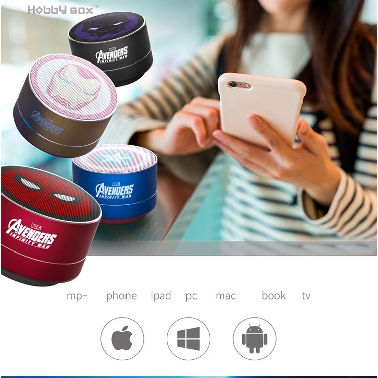 Loa Nghe Nhạc Bluetooth Không Dây Mini Loa Di động Dễ Thương Loa Bluetooth Có Mic Người Nhện Marvel Spiderman Captain America Iron Man