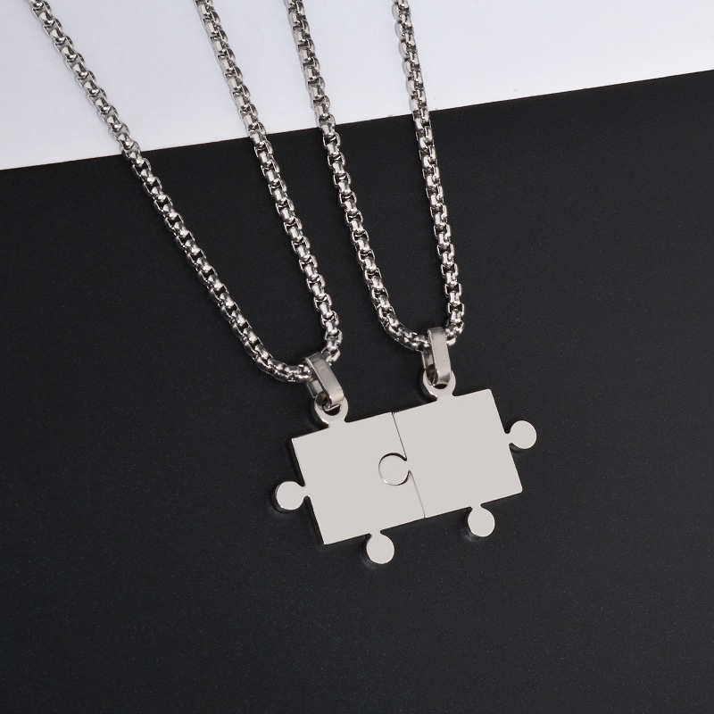 Dây Chuyền Mặt Hình Mảnh Ghép 2 Trong 1 Độc Đáo Phong Cách Hip Hop F736