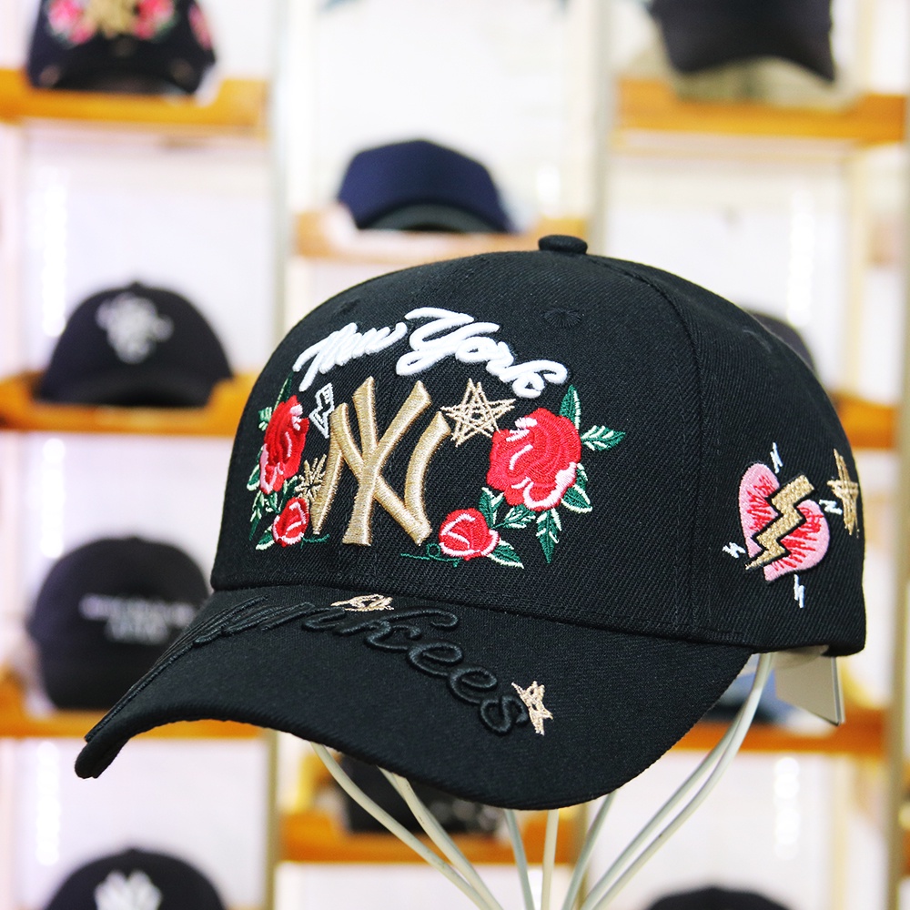 Mũ lưỡi trai cao cấp thêu họa tiết hoa hồng nhiều màu