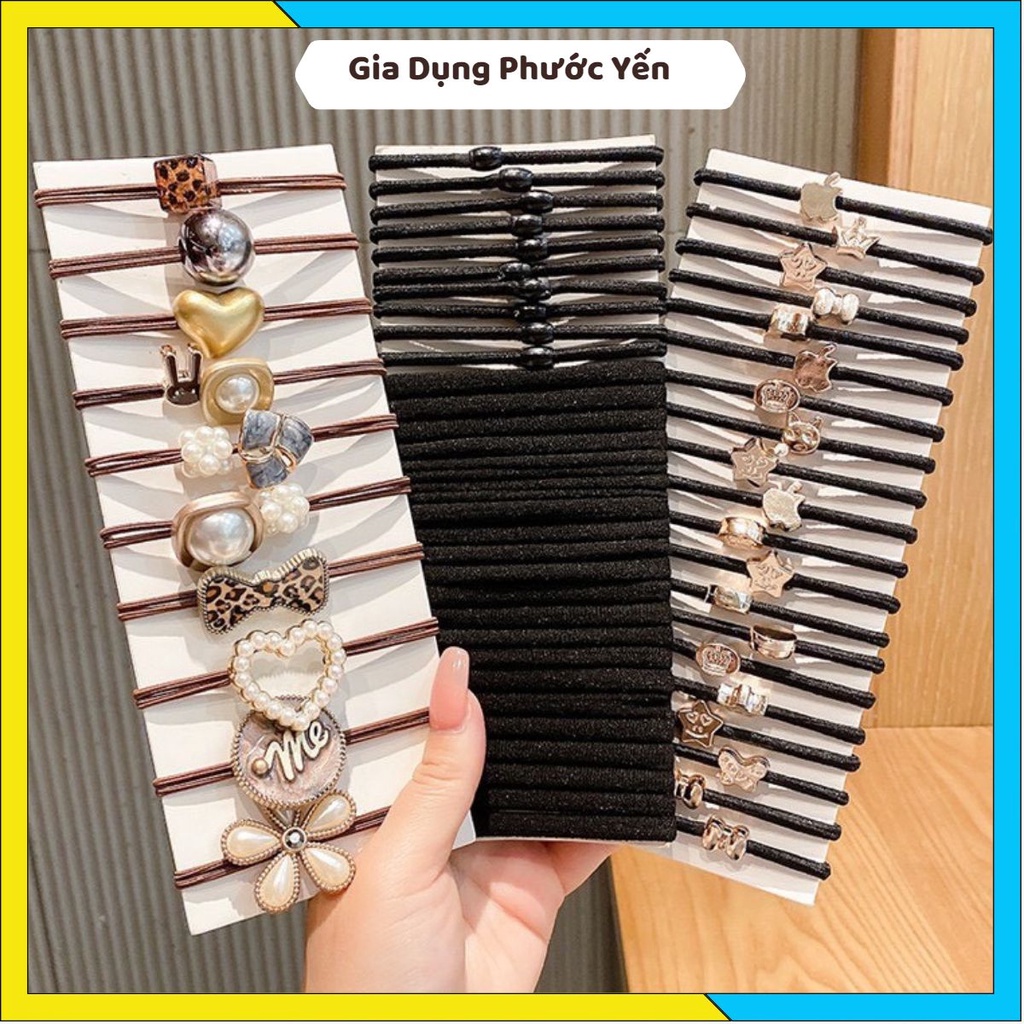 Set 60 dây buộc tóc, chun buộc tóc Hàn Quốc nhiều mẫu siêu xinh