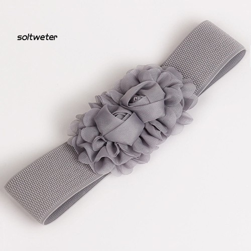 Thắt lưng co giãn đính hoa màu trơn thiết kế thời trang cho nữ