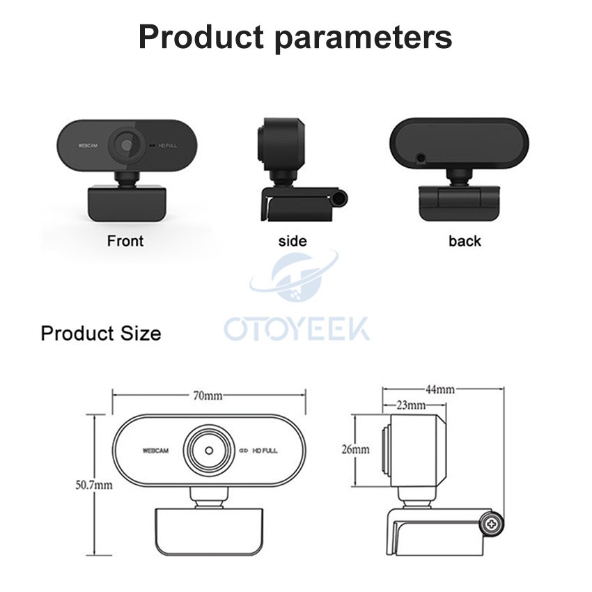 Webcam OTOYEEK dùng gọi video camera HD lấy nét tự động tích hợp micro chống ồn kết nối USB cho máy tính