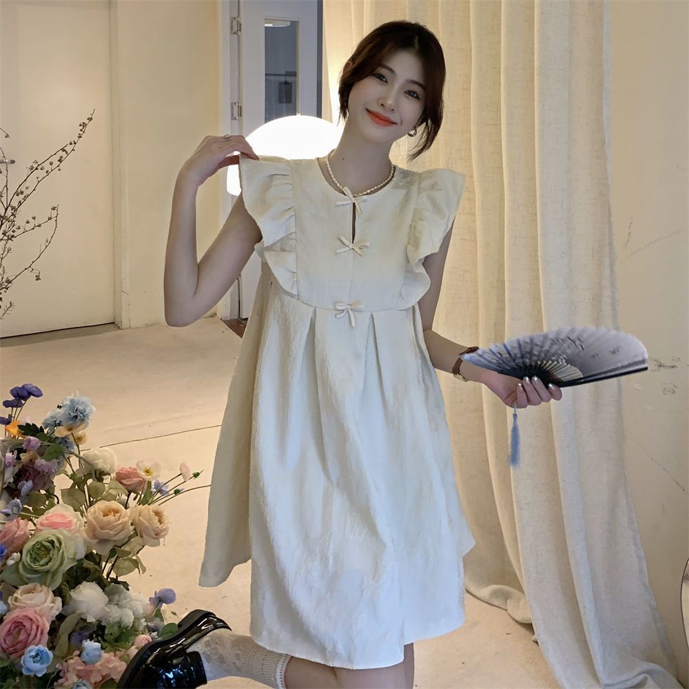 Váy babydoll Đầm Dáng Chữ A Đính Nơ Phong Cách Hàn Quốc Thời Trang Mùa Hè Mới Cho Nữ