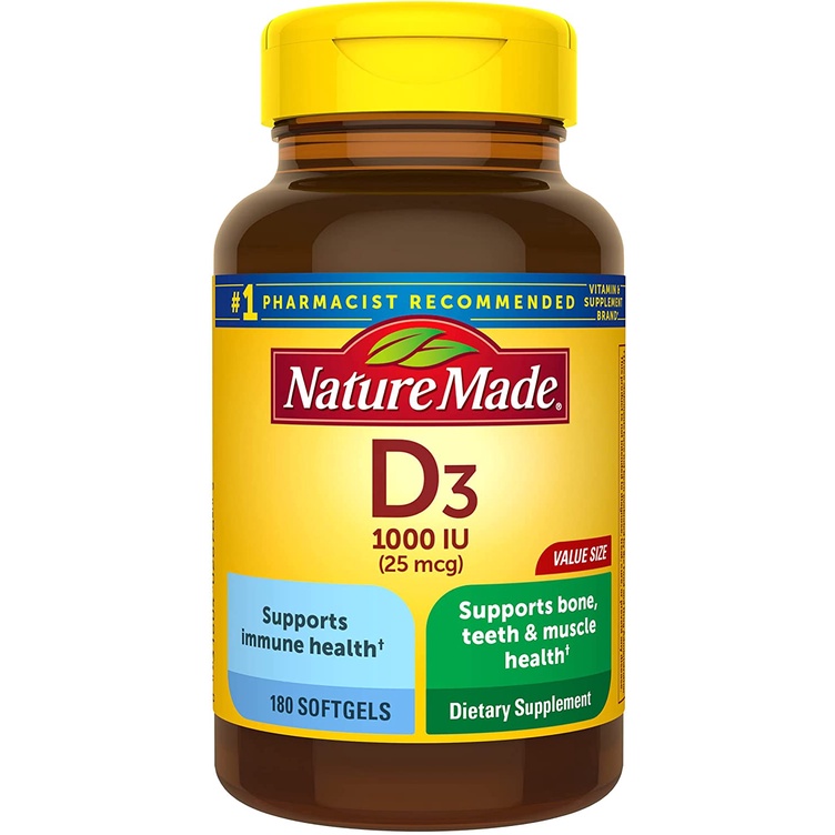 Viên uống bổ sung Vitamin D3 Nature Made D3 1000 IU 300 viên DATE 2025