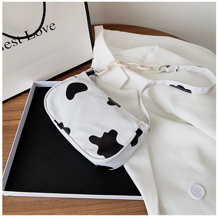 [Mã FAMAYWA2 giảm 10K đơn 50K] Túi kẹp nách phối dây xích hoạ tiết bò sữa thời trang siêu hót cho nữ TFT913 | BigBuy360 - bigbuy360.vn