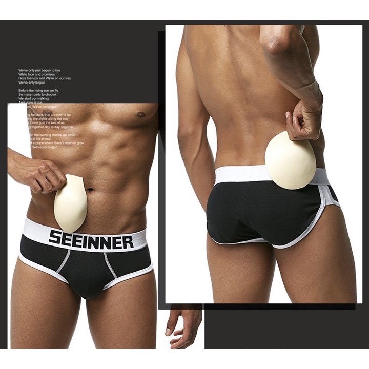 Quần độn mông và CU nam 2in1 quần lót sịp độn Dáng tam giác - hàng chính hãng SEEINNER - Sịp lót tam giác độn mông và cu