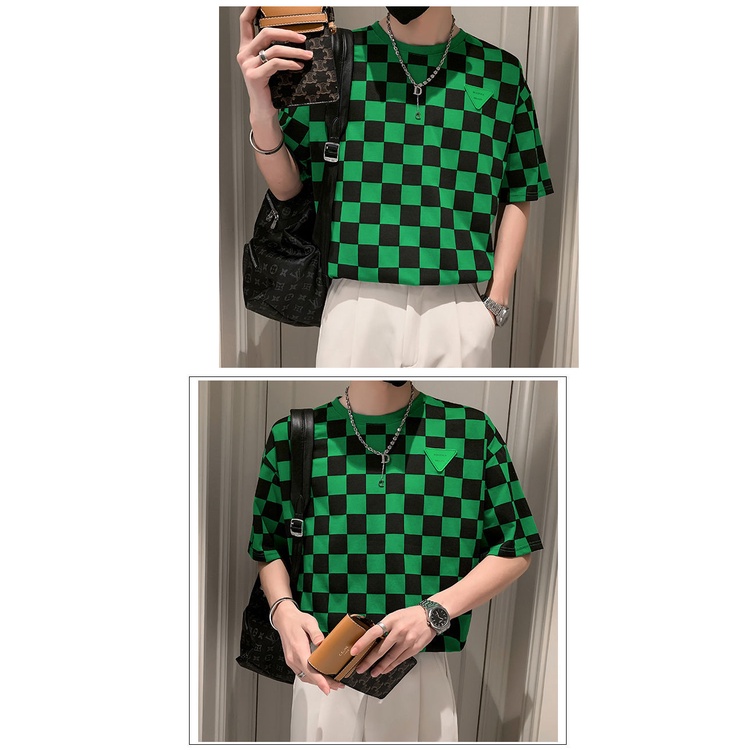 Áo Thun Tay Ngắn Họa Tiết Kẻ Sọc Ca Rô Thời Trang Mùa Hè Mới Cho Nam 2022