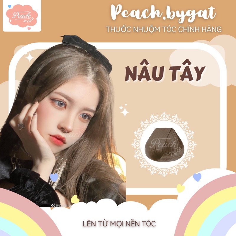 Thuốc nhuộm tóc NÂU TÂY không cần dùng thuốc tẩy tóc của Peach.bygat