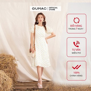 Đầm nữ thêu hoa thiết kế đô nhún DA1075 GUMAC màu trắng đủ size cực bánh bèo