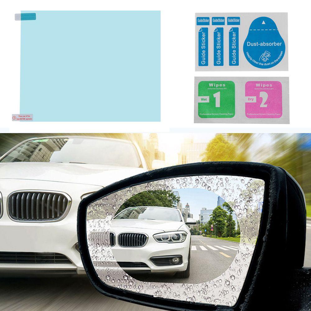 Bộ 2 Miếng Dán Kính Chiếu Hậu Xe Hơi Chống Nước Mưa Dáng Tròn/Vuông/Oval Trong Suốt