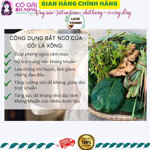 Túi Lá Xông Giải Cảm The Moshav Farm - Xông Giải Cảm Cúm, Hạ Sốt, Thải Độc, Xông Sau Sinh 100g