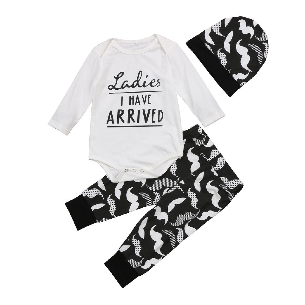 ღ♛ღ3PCS Toddler Kids Baby Boys Tops T-shirt Pants Leggings Hat Outfits Set Clothes