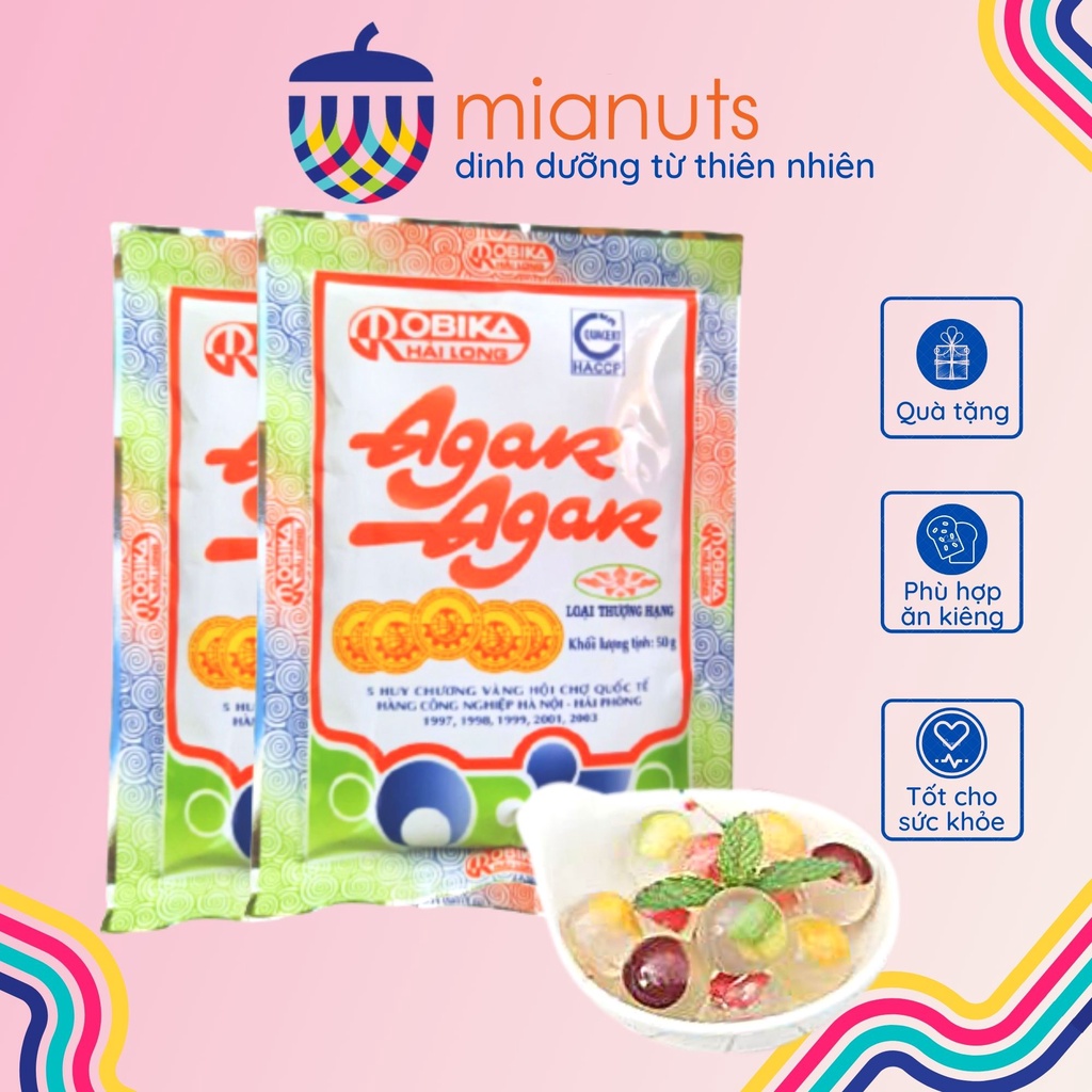 Bột thạch rau câu giòn Aga 50g Hải Long,làm thạch rau câu,nấu chè.