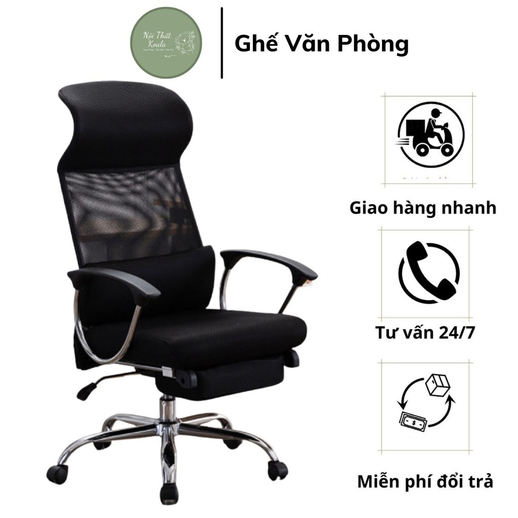 Ghế văn phòng lưng lưới điều chỉnh độ cao có tựa lưng tựa đầu, ghế ngồi làm việc, chơi game, thư giãn GHP053