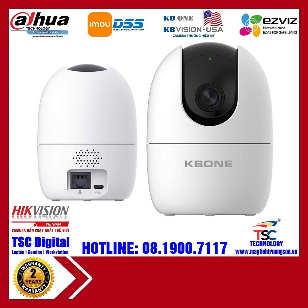 Camera IP Wifi 2.0MP HD 1080P KBONE KN-H21PW Chức Năng Traking | Quay quét 260°