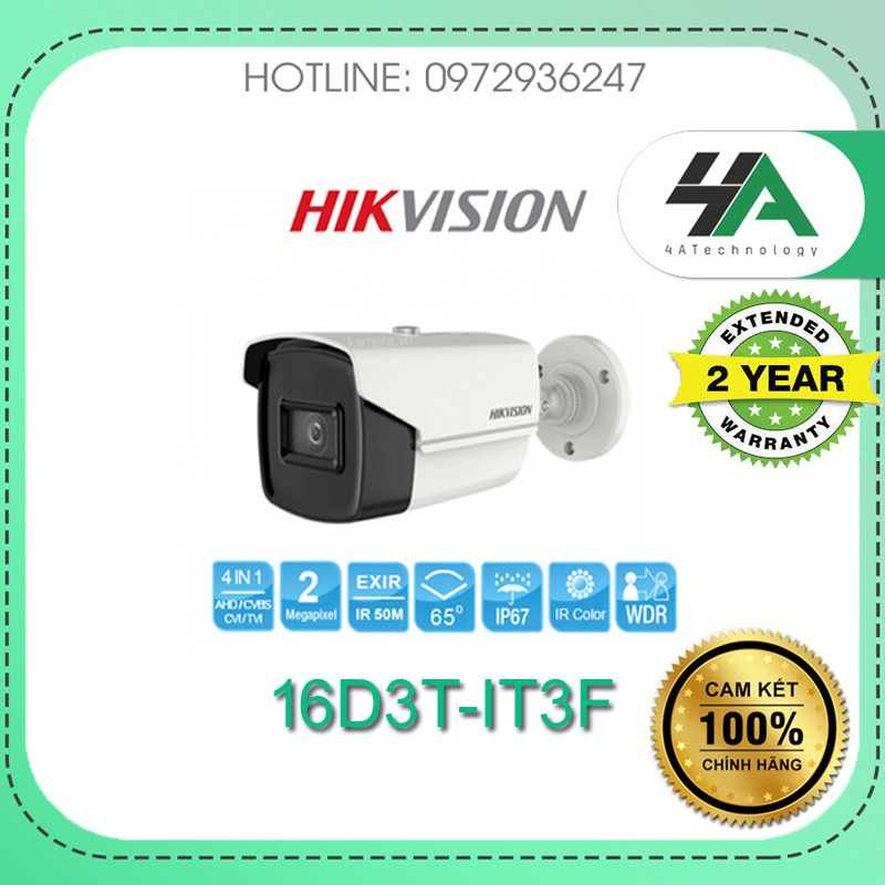 Camera TVI analog 2MP có mic, hồng ngoại 40m 80m, HIKVISION DS-2CE17D0T-IT3FS DS-2CE17D0T-IT5 (chính hãng)