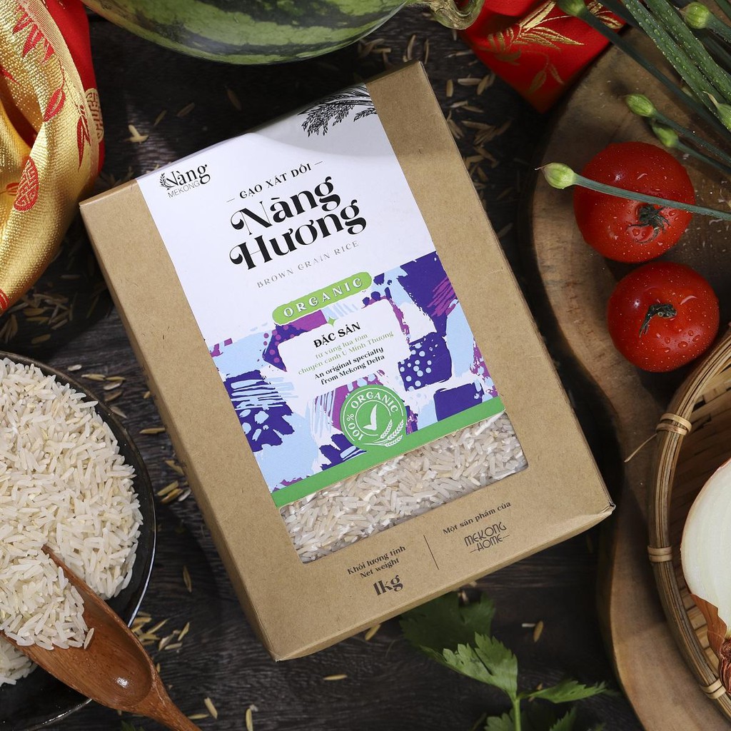 COMBO 4kg - Gạo Hữu Cơ - XÁT DỐI Nàng Hương - Nàng MEKONG - 100% Organic - MEKONG HOME