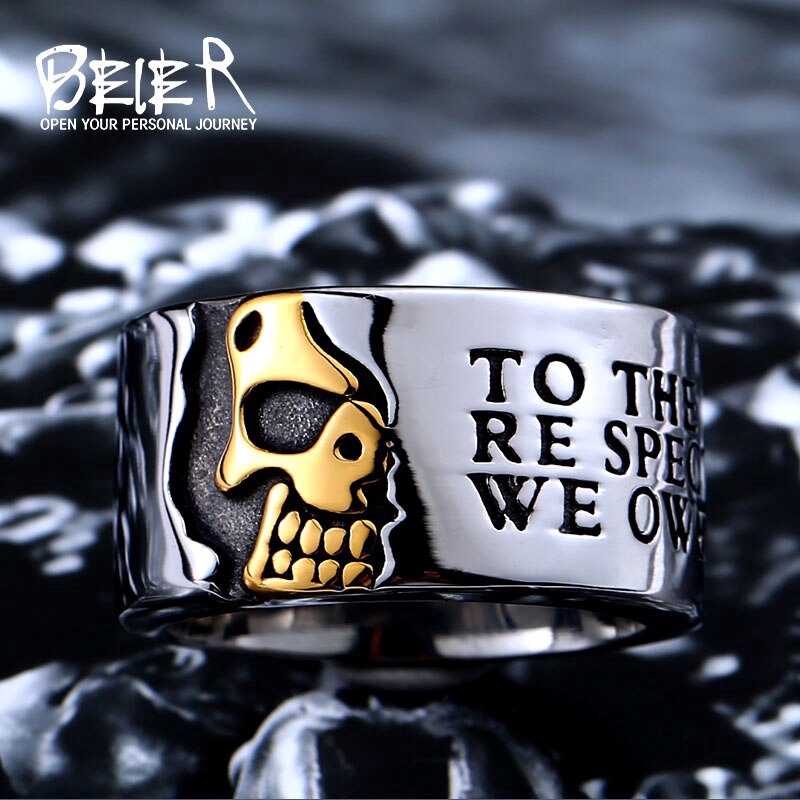 Nhẫn thép không gỉ hình đầu lâu phong cách Gothic cá tính cho nam