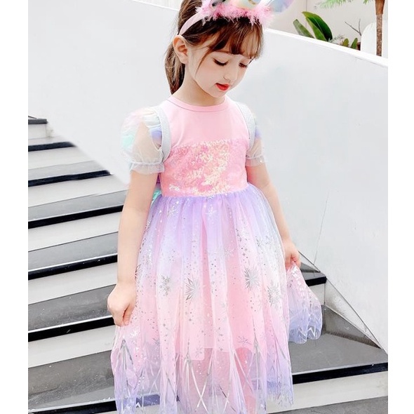 Đầm Công Chúa Chất Liệu Cotton Đính Kim Sa Lấp Lánh Thời Trang Cho Bé Gái