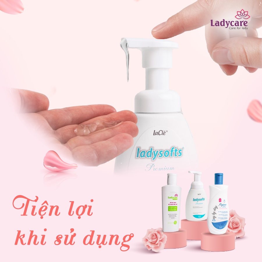 Bọt rửa phụ khoa Lacle'Ladysoft premium 250ml kèm Dung dịch vệ sinh phụ nữ Thảo mộc 100ml