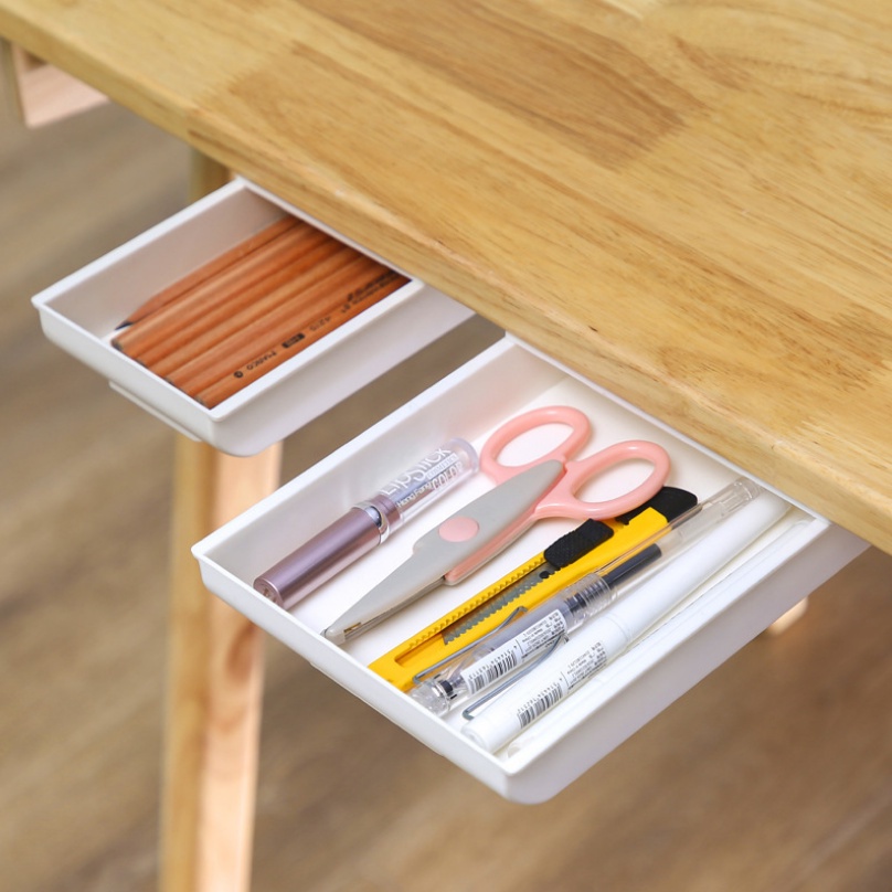 Ngăn kéo mini gắn dưới bàn, hộc bàn đựng bút chì, bút máy, đồ dùng cá nhân, cất giữ sắp xếp đồ đạc gọn gàng - 9787