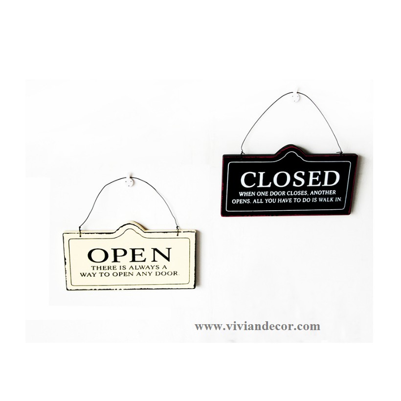 Bảng treo gỗ chữ OPEN - CLOSED