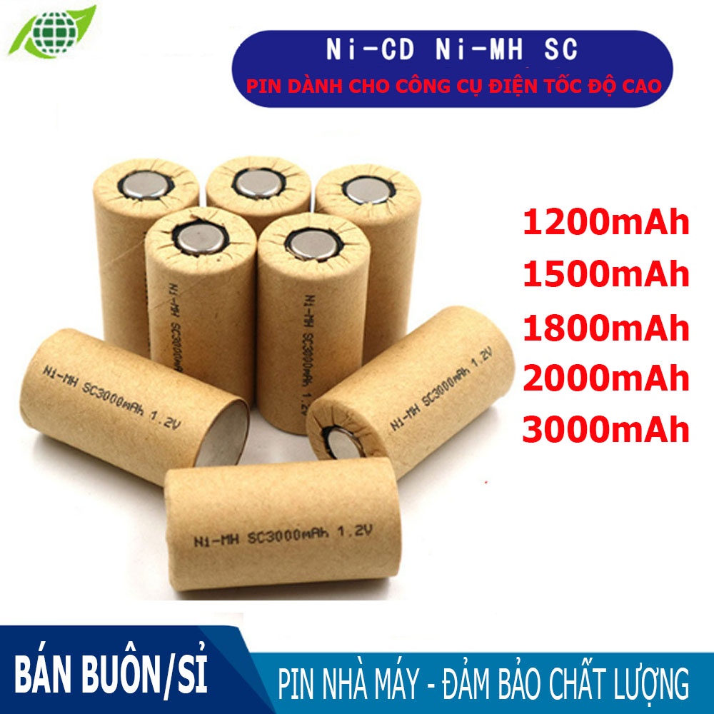 Pin Nicd Nimh Sc Dòng Xả 10 - 15C Dành Cho Pin Máy Khoan, Máy Cắt, Công Cụ Tốc Độ Cao Dung Lượng 1200Mah...3000Mah