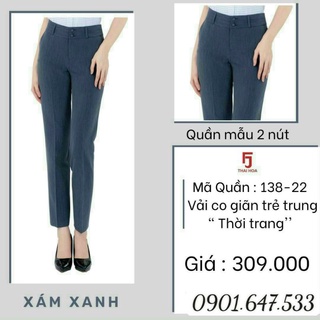 Quần tây Thái Hoà vải mềm mịn màu xám xanh nhạt 138-22