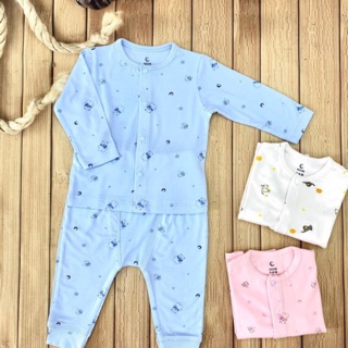 Bộ sơ sinh cúc giữa moon vải petit họa tiết siêu xinh