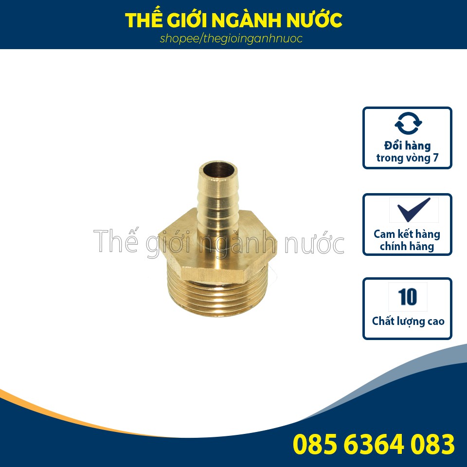 Ren ngoài 3/4 (27) đuôi chuột nối ống mềm - Đồng thau (Brass airline fitting female hose connector, béc búp RN)