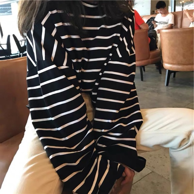 [Freeship50k] Áo croptop kẻ dài tay ống rộng ulzzang