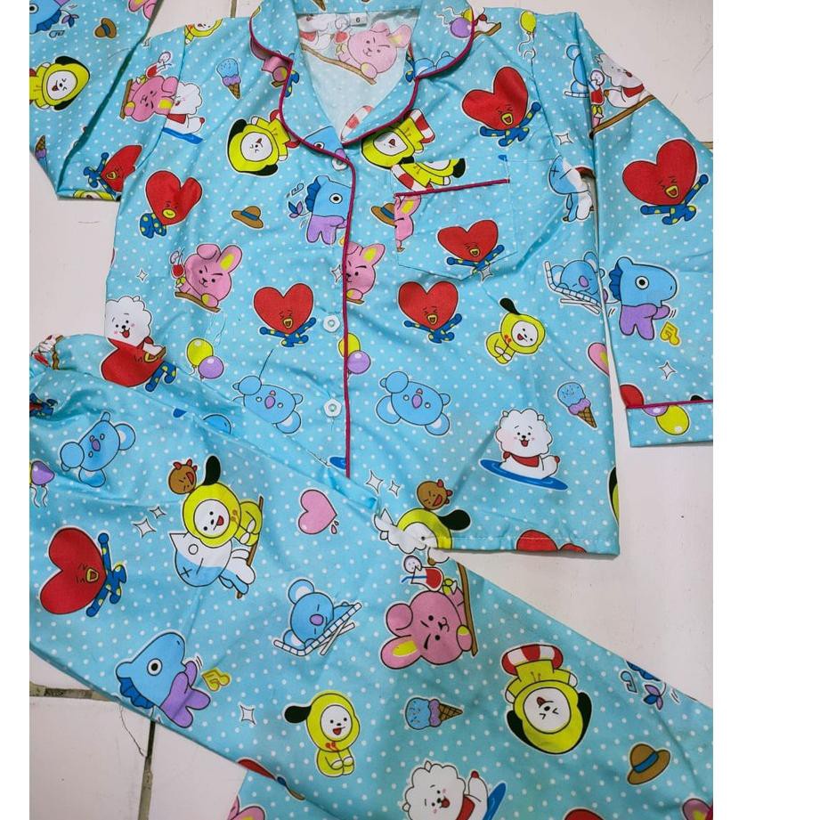 Bộ Đồ Ngủ Pijama Dài Tay In Họa Tiết Bt21 Dễ Thương Cho Bé