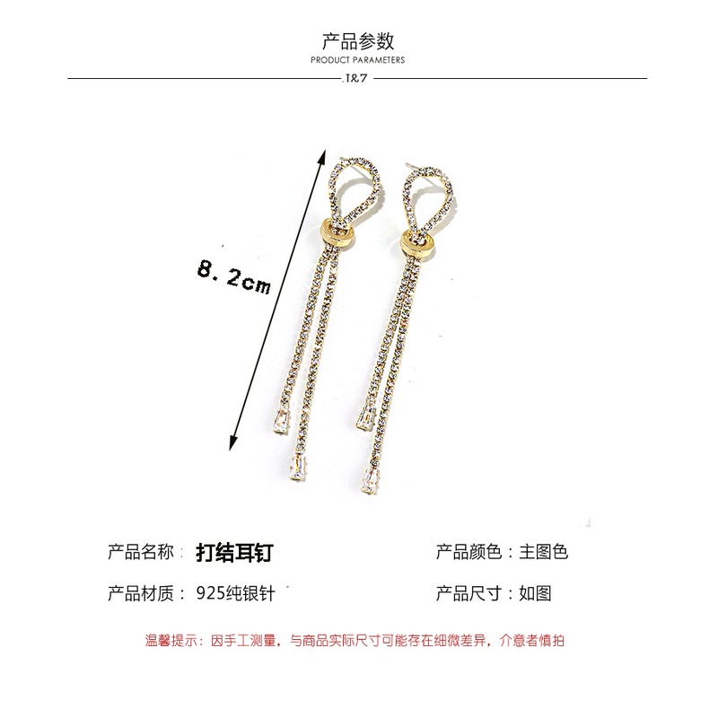 Khuyên Tai Dáng Dài Đính Đá Phối Tua Rua Đơn Giản Phong Cách Hàn Quốc