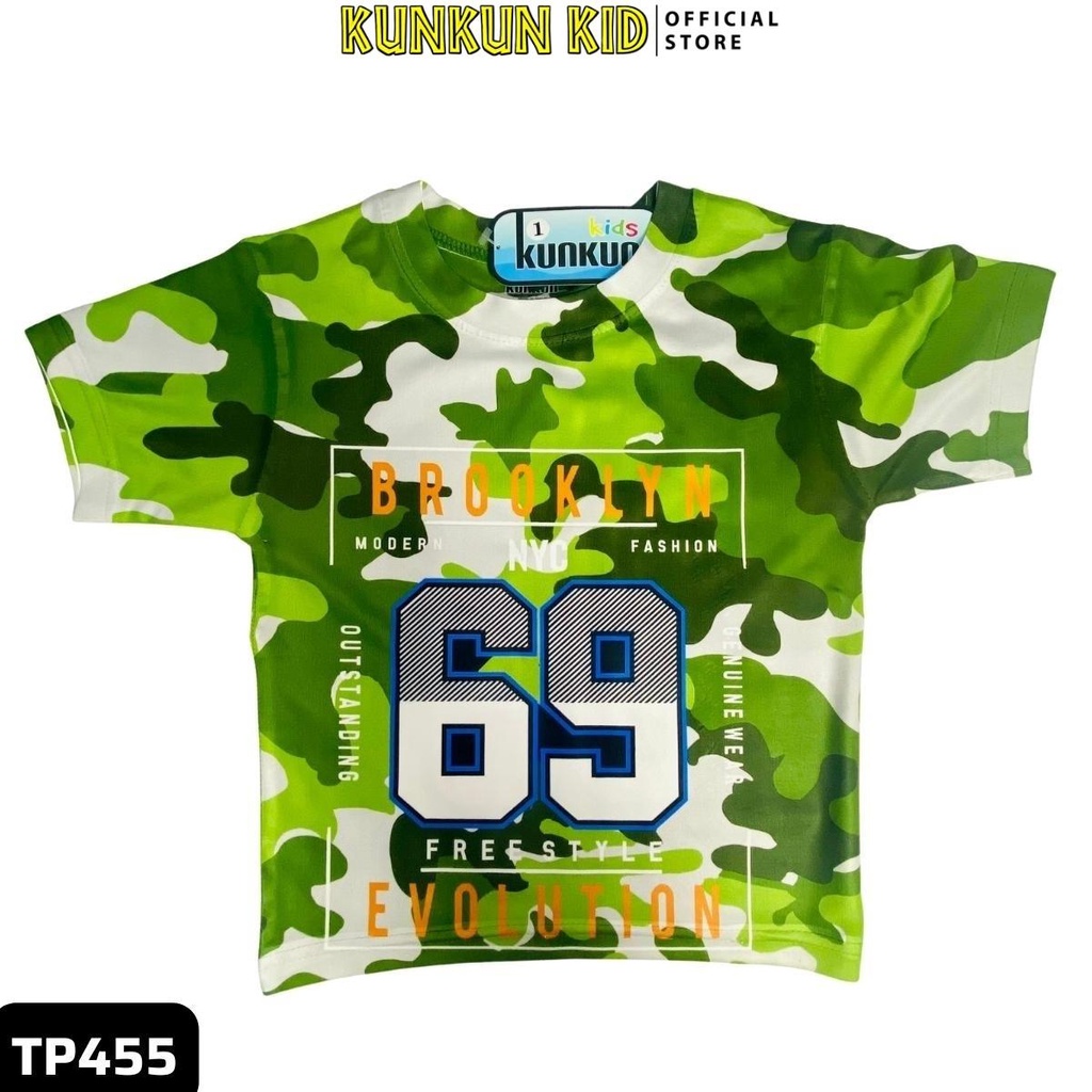 Đồ bộ bé trai thun lạnh thoáng mát co giãn 4 chiều in 3d cộc tay hình lính brooklyn Kunkun Kid TP455 size đại 10-40kg