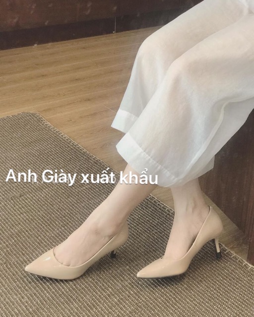 CG50 - Giày cao gót, gót nhọn da bóng trơn công sở 5p lót mút siêu mềm , phù hợp đi làm, đi học ,đi chơi form basic