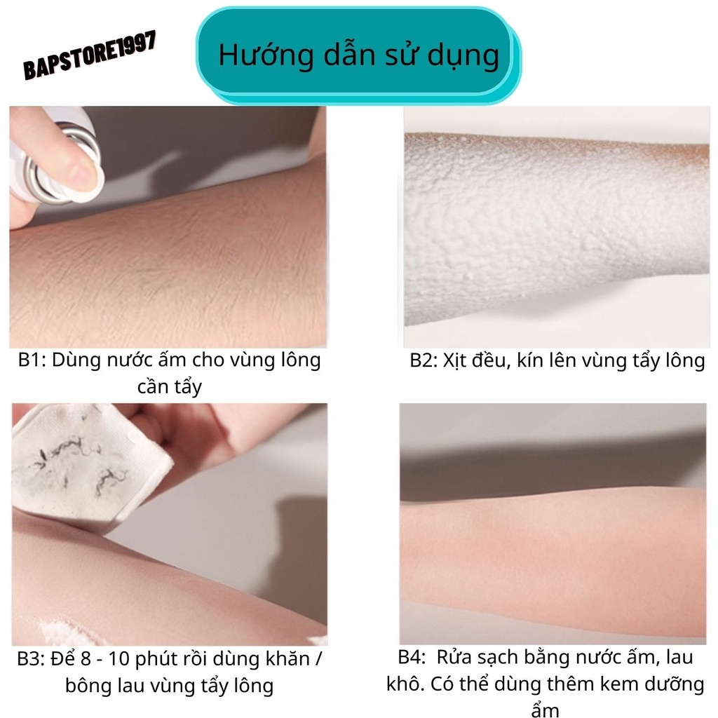 Xịt tẩy lông DETVFO không đau rát lành tính dịu nhẹ - Kem tẩy lông Nách , chân, tay dạng xịt 150ml