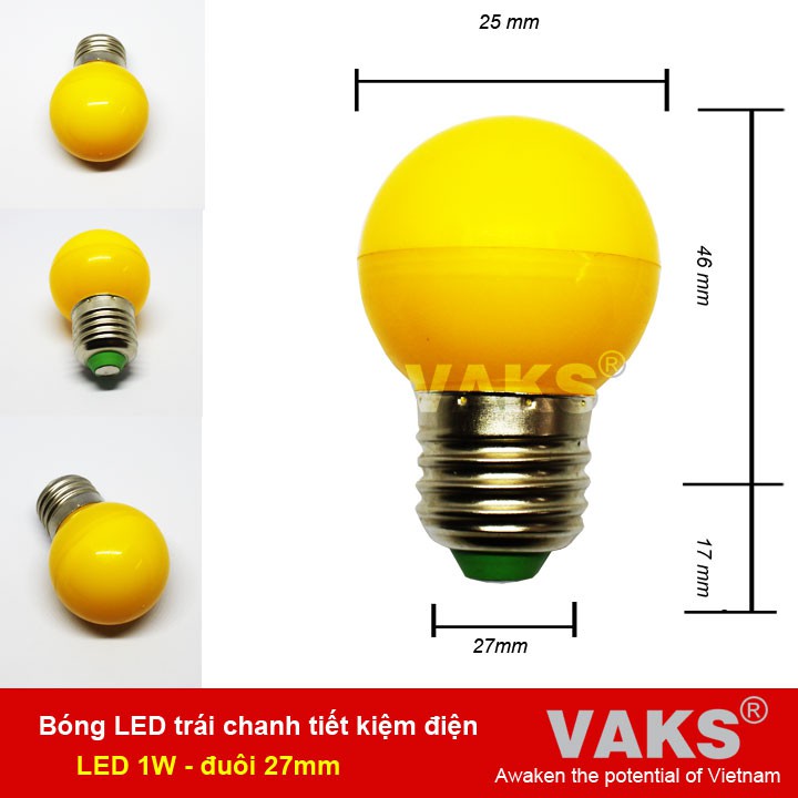 Bộ 02 Bóng led trái chanh tiết kiệm điện (1W) đuôi vặn e27