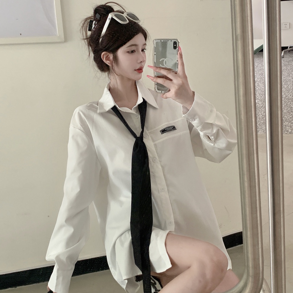 [Mã BTS23 giảm đến 30k đơn 150k] Áo Kiểu Dáng Rộng Phong Cách Cổ Điển Thời Trang Mùa Thu Mới Cho Nữ