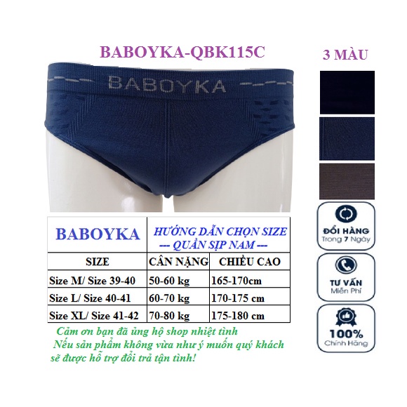 COMBO 3 QUẦN SỊP NAM CAO CẤP DỆT LIỀN BABOYKA [QBK115]