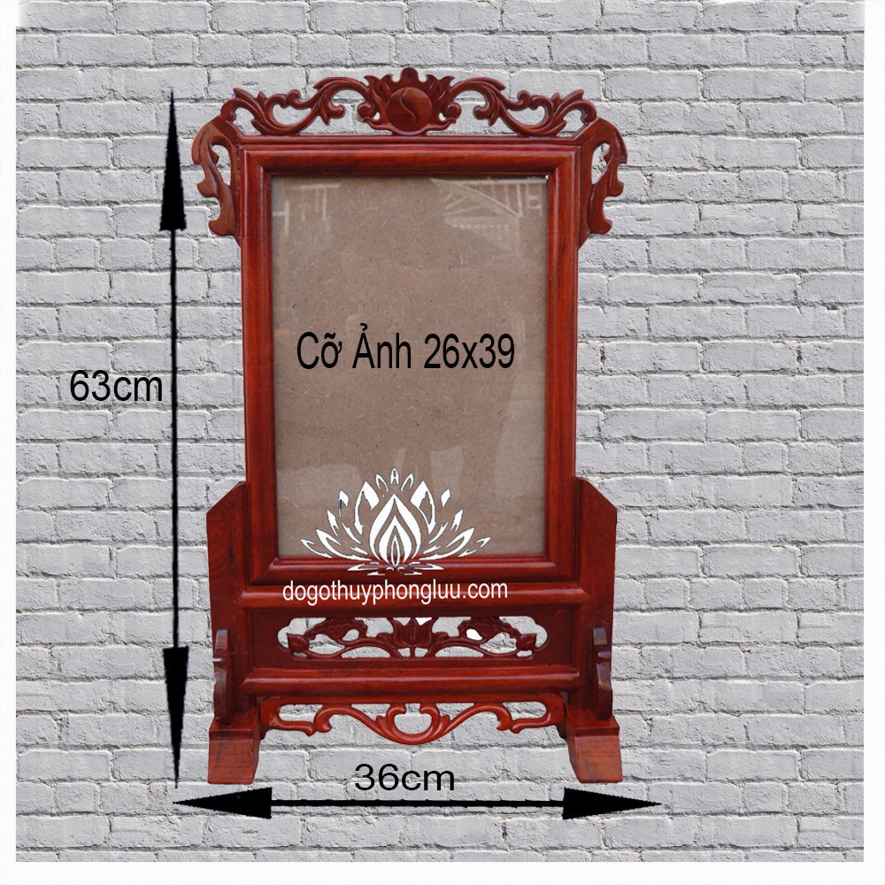 Khung ảnh thờ 26x39 đơn hoa lá tây gỗ hương giá rẻ